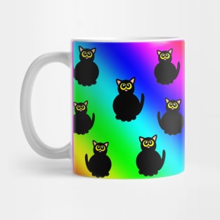 Black kitties on rainbow Mug